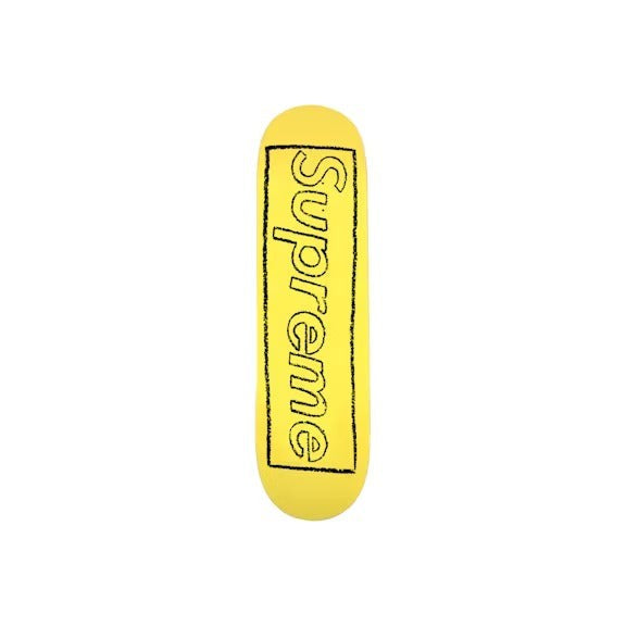 Supreme KAWS Chalk Logo Skateboard Deck Yellow