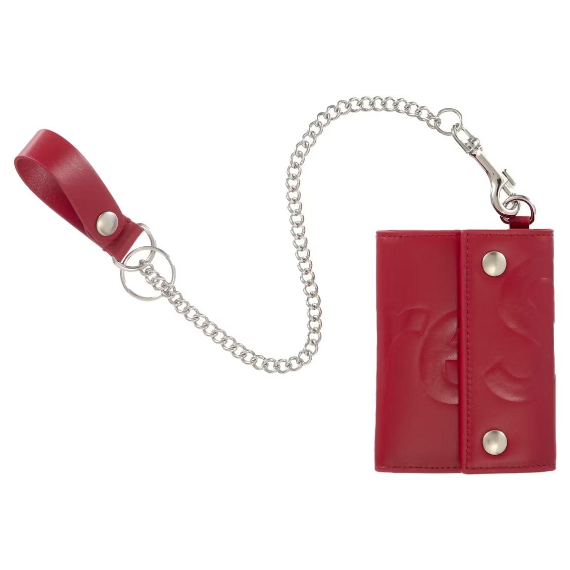 Supreme Leather Chain Wallet Red