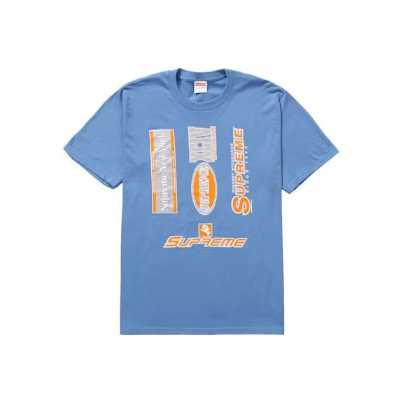 Supreme Multi Logos Tee Dusty Light Royal