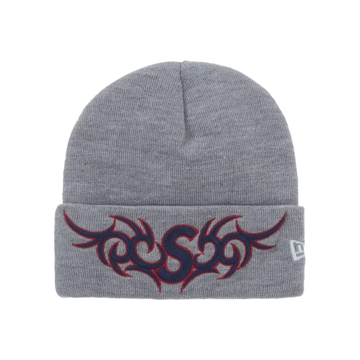 Supreme New Era Tribal S Logo Beanie Heather Grey