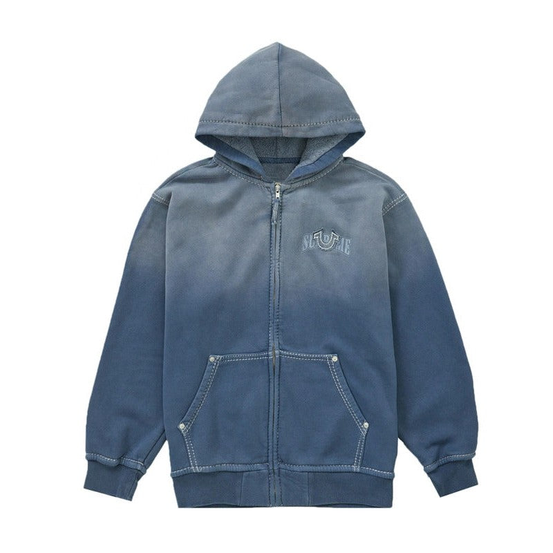 Supreme x true religion zip hoodie blue rhinestone
