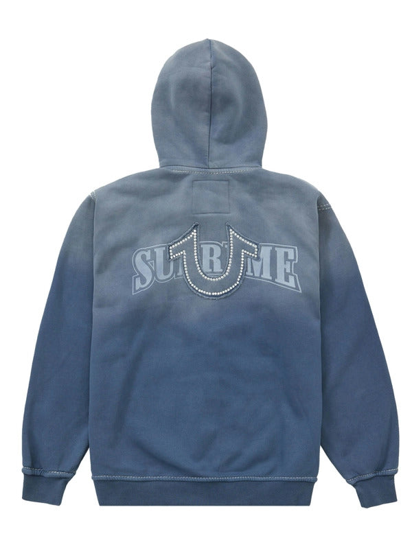 Supreme x true religion zip hoodie blue rhinestone