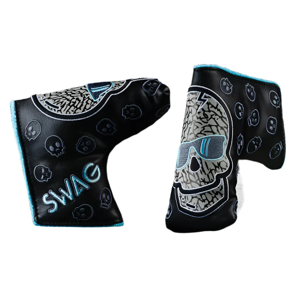 Swag Golf - Elephant Skull Black & Aqua Blade Putter Headcover *opened, no bag*