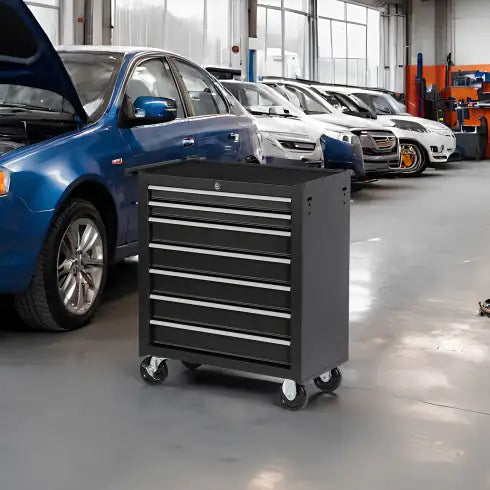 Rolling Tool Chest With 7-Drawer Tool Box With Wheels Multifunctional Tool Cart Mechanic Tool Storage Cabinet For Garage, Warehouse, Workshop, Repair Shop