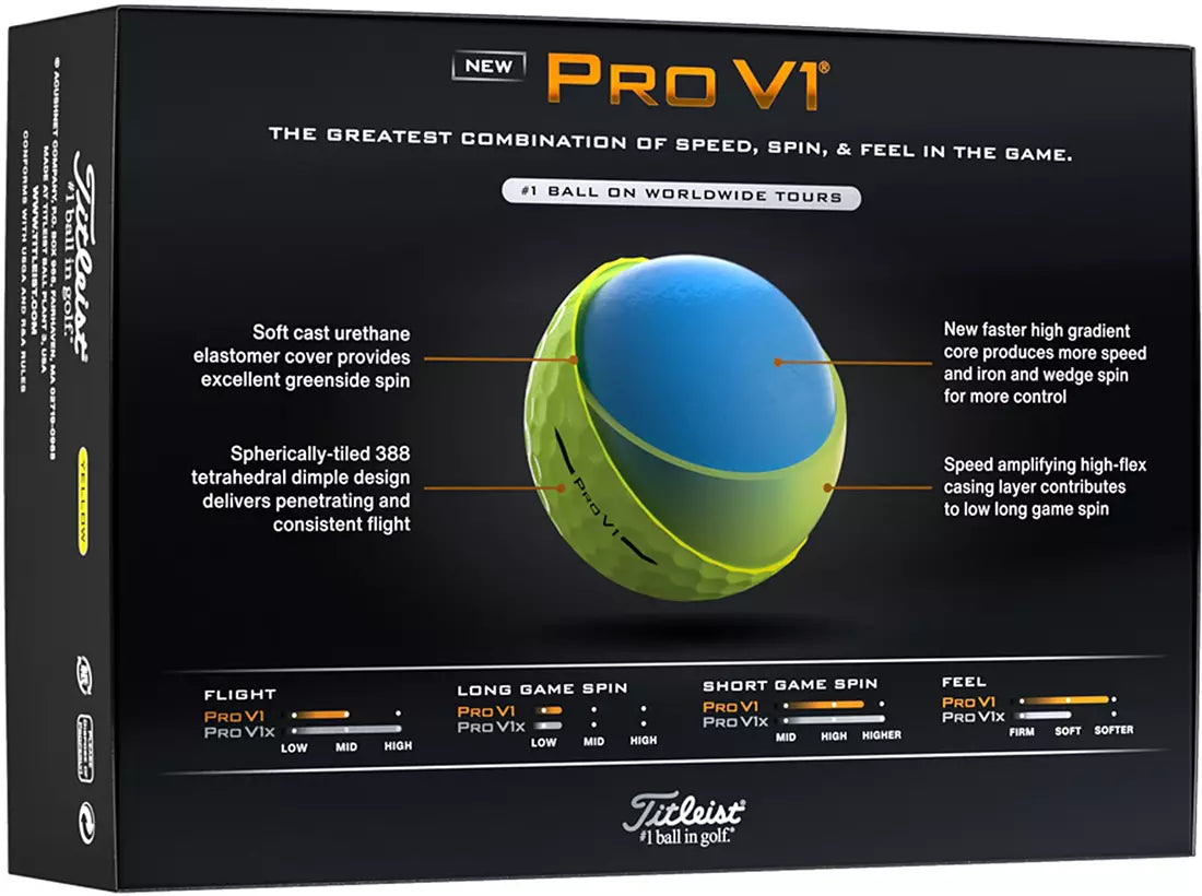 Titleist 2025 Pro V1 Yellow Dozen Golf Balls