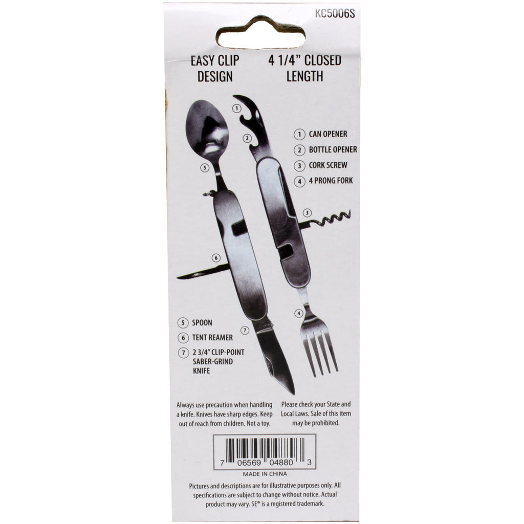Knife/ Fork / Spoon Combo Utility Tool with Can & Bottle Opener