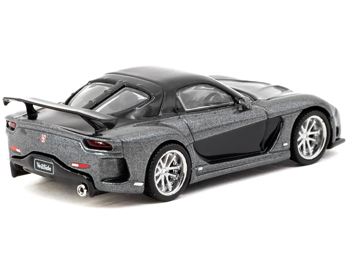 Mazda RX-7 "VeilSide Fortune7" RHD (Right Hand Drive) Gray Metallic and Black "Global64" Series 1/64 Diecast Model Car by Tarmac Works