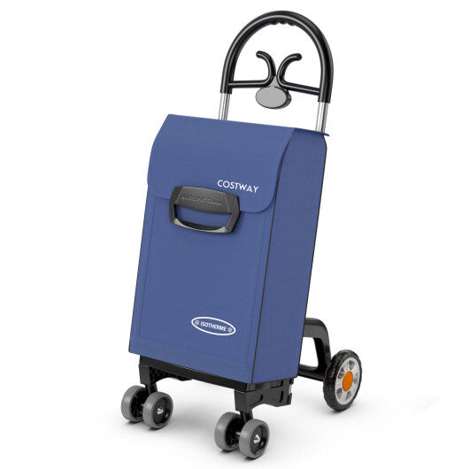Folding Shopping Cart Utility Hand Truck with Rolling Swivel Wheels-Red