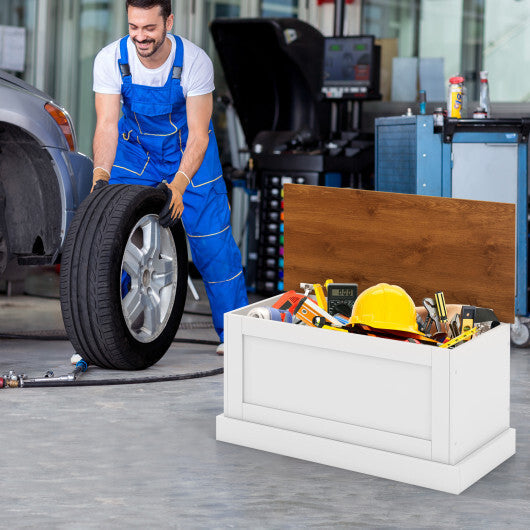 Large Storage Chest with Safety Metal Hinge-off white