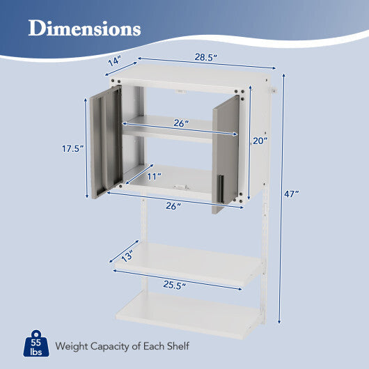 Metal Wall Cabinet with Lock and 3 Adjustable Shelves