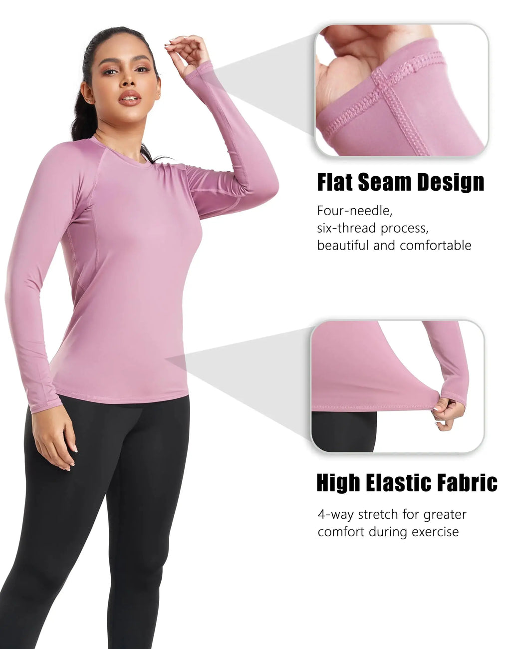 TELALEO 4 Pack Women's Compression Shirt Long Sleeve Performance Workout Baselayer Athletic Top Sports