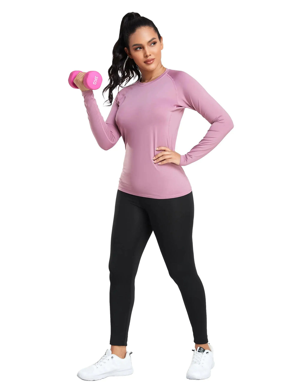 TELALEO 4 Pack Women's Compression Shirt Long Sleeve Performance Workout Baselayer Athletic Top Sports