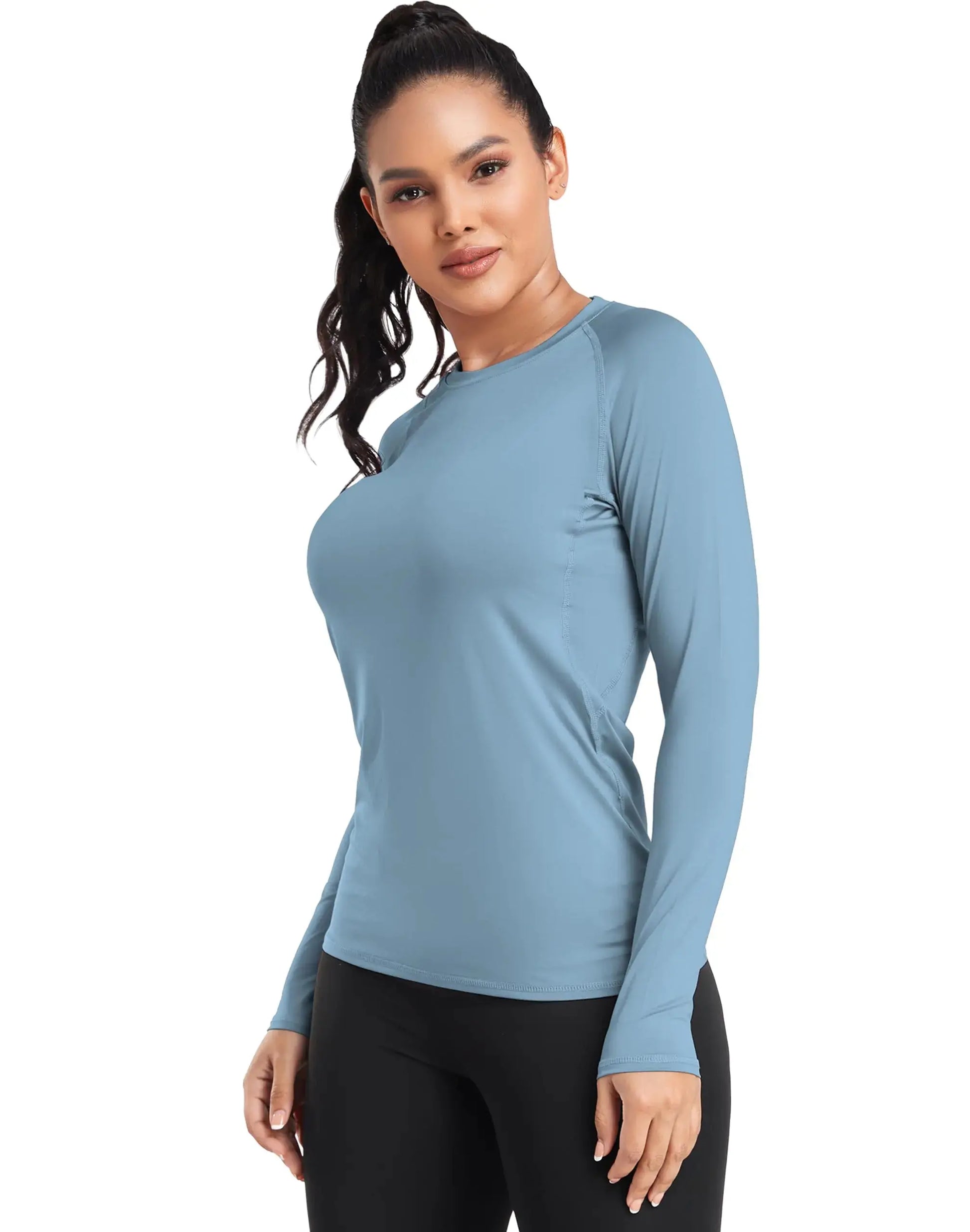 TELALEO 4 Pack Women's Compression Shirt Long Sleeve Performance Workout Baselayer Athletic Top Sports
