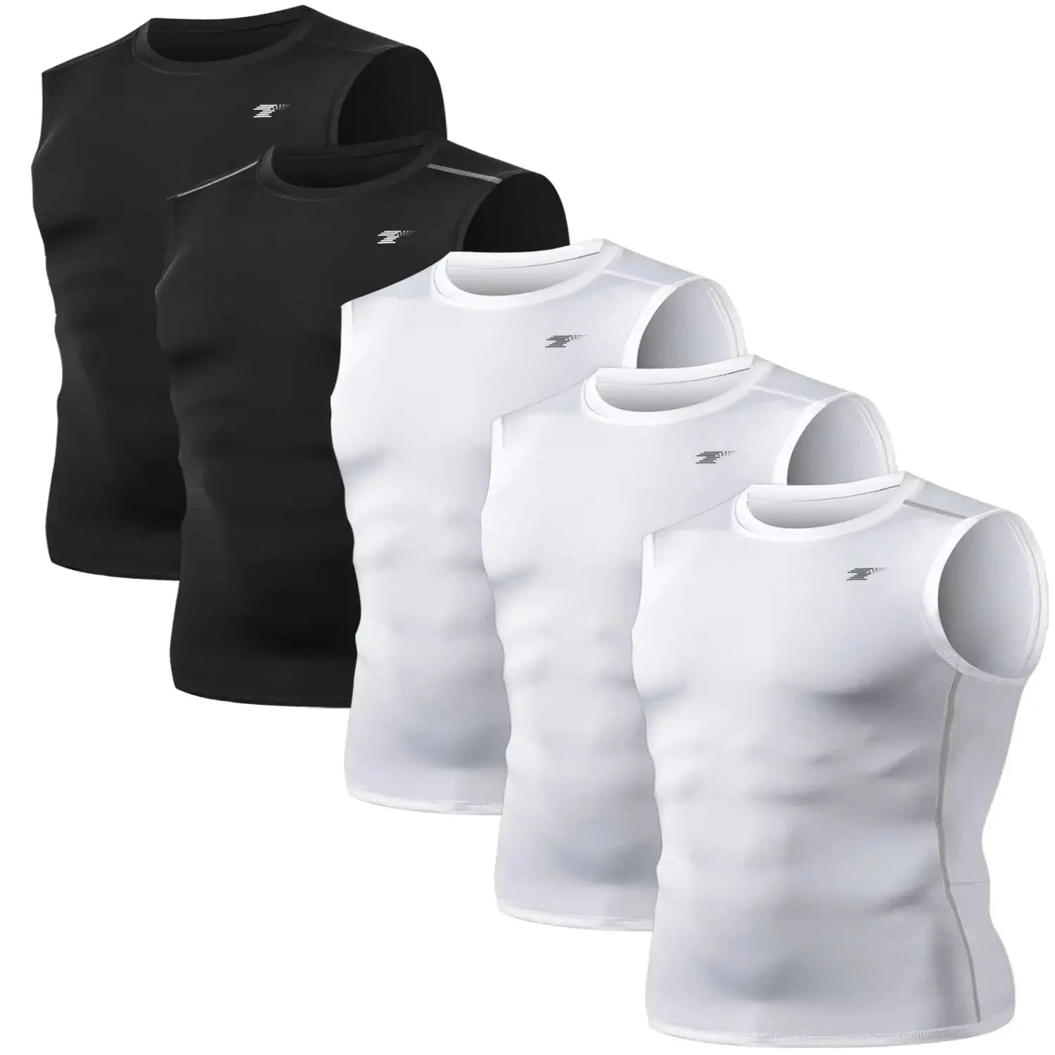 TELALEO 5 Pack Men's Athletic Compression Shirts - Sleeveless Workout Tank Top