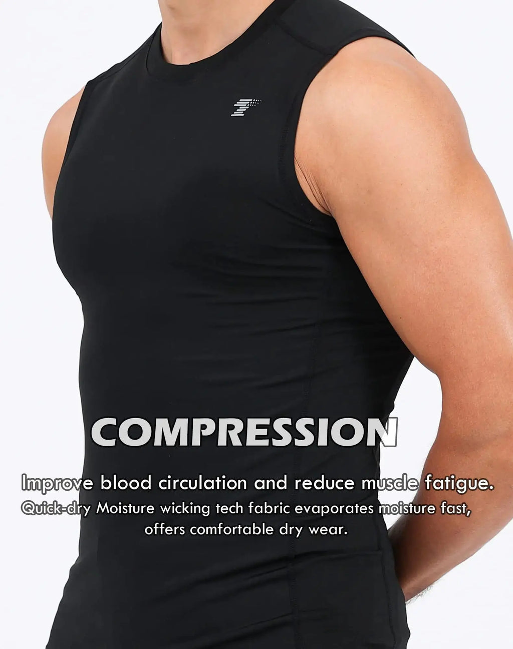 TELALEO 5 Pack Men's Athletic Compression Shirts - Sleeveless Workout Tank Top