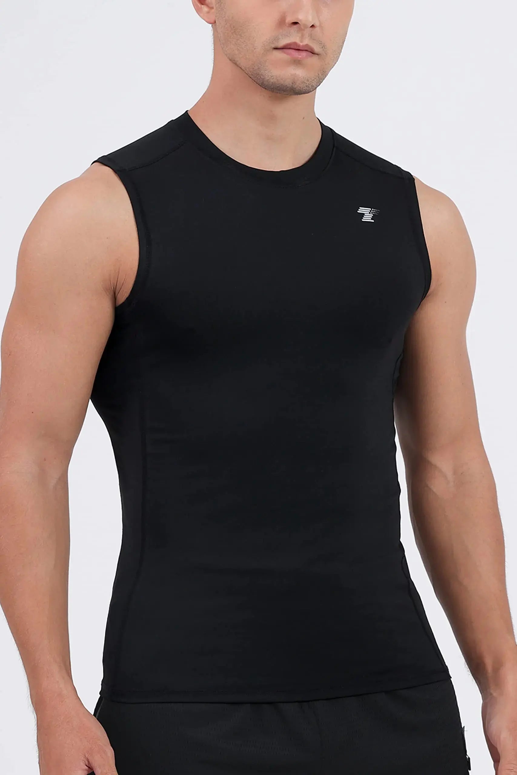 TELALEO 5 Pack Men's Athletic Compression Shirts - Sleeveless Workout Tank Top