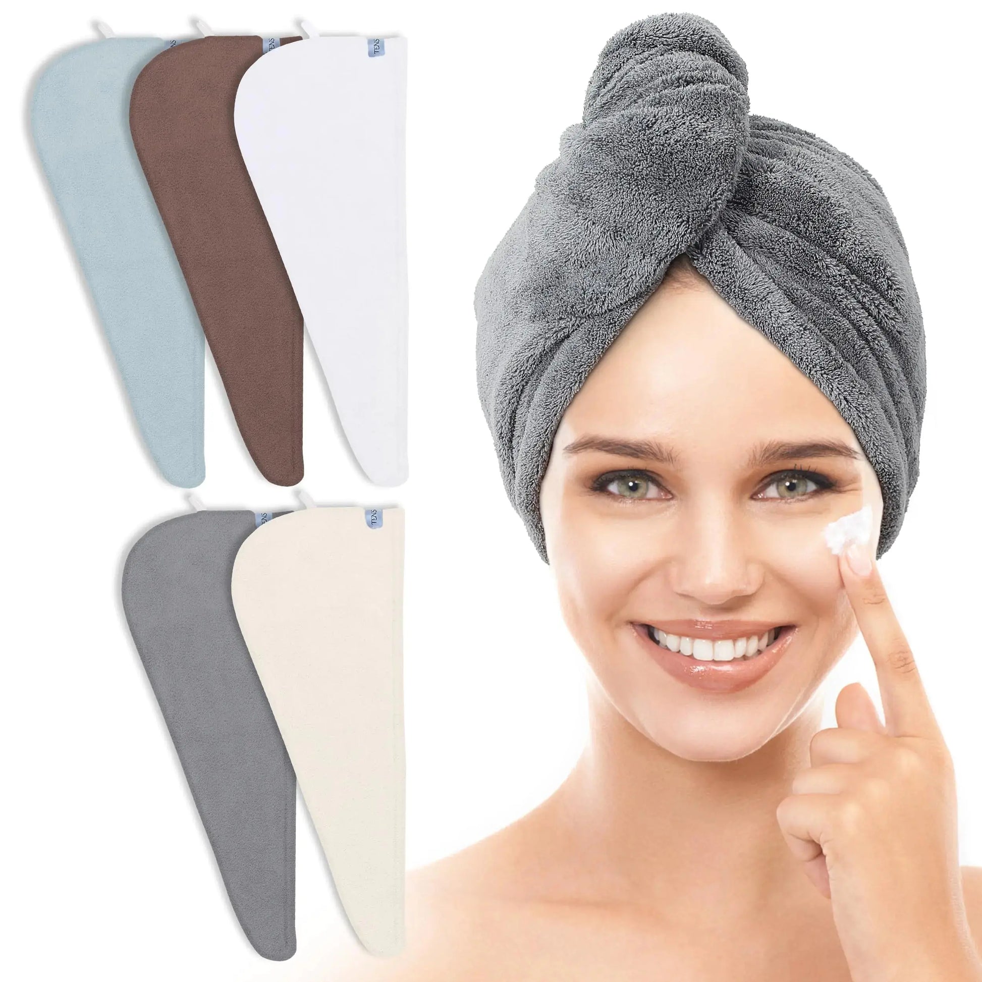 TENSTARS 5 Pack Thicken Microfiber Women Hair Towel - Coral Velvet Quick Dry Hair Turban