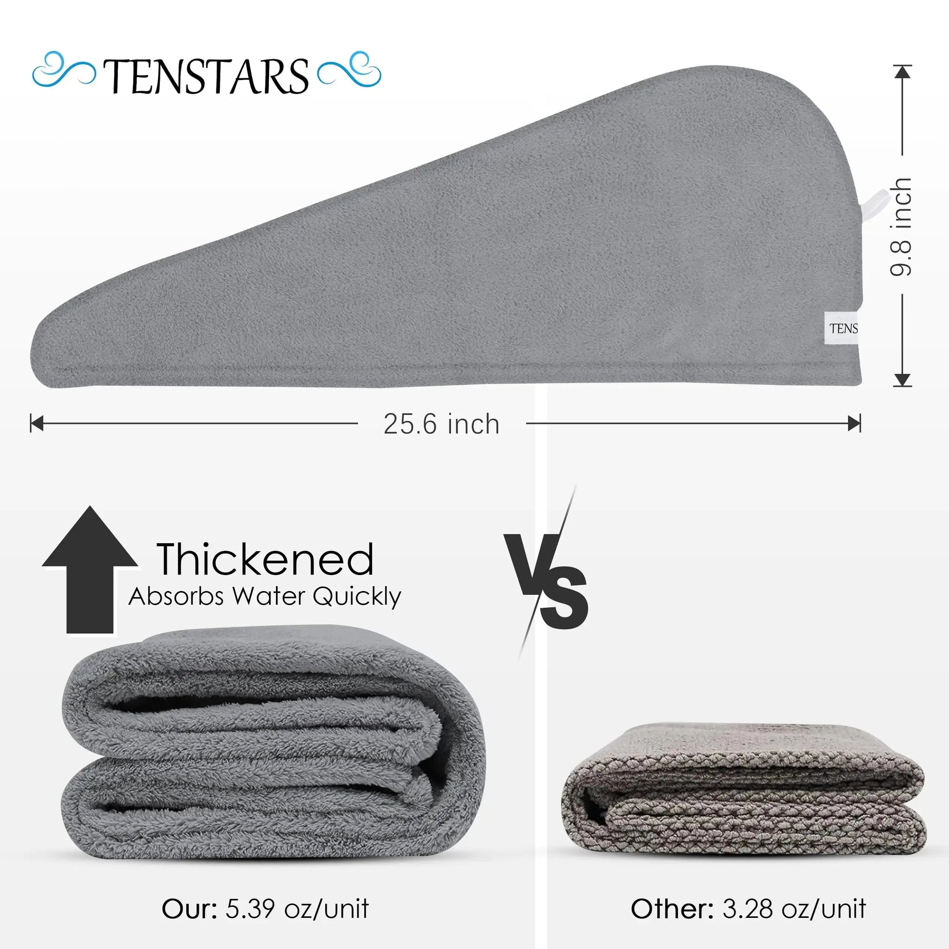 TENSTARS 5 Pack Thicken Microfiber Women Hair Towel - Coral Velvet Quick Dry Hair Turban