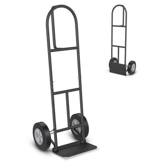 P-Handle Sack Truck with 10 Inch Wheels and Foldable Load Area-Black