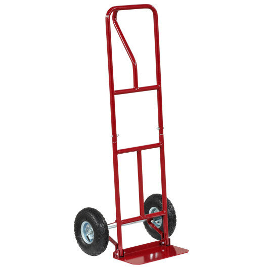 P-Handle Hand Truck with Foldable Load Plate for Warehouse Garage-Black