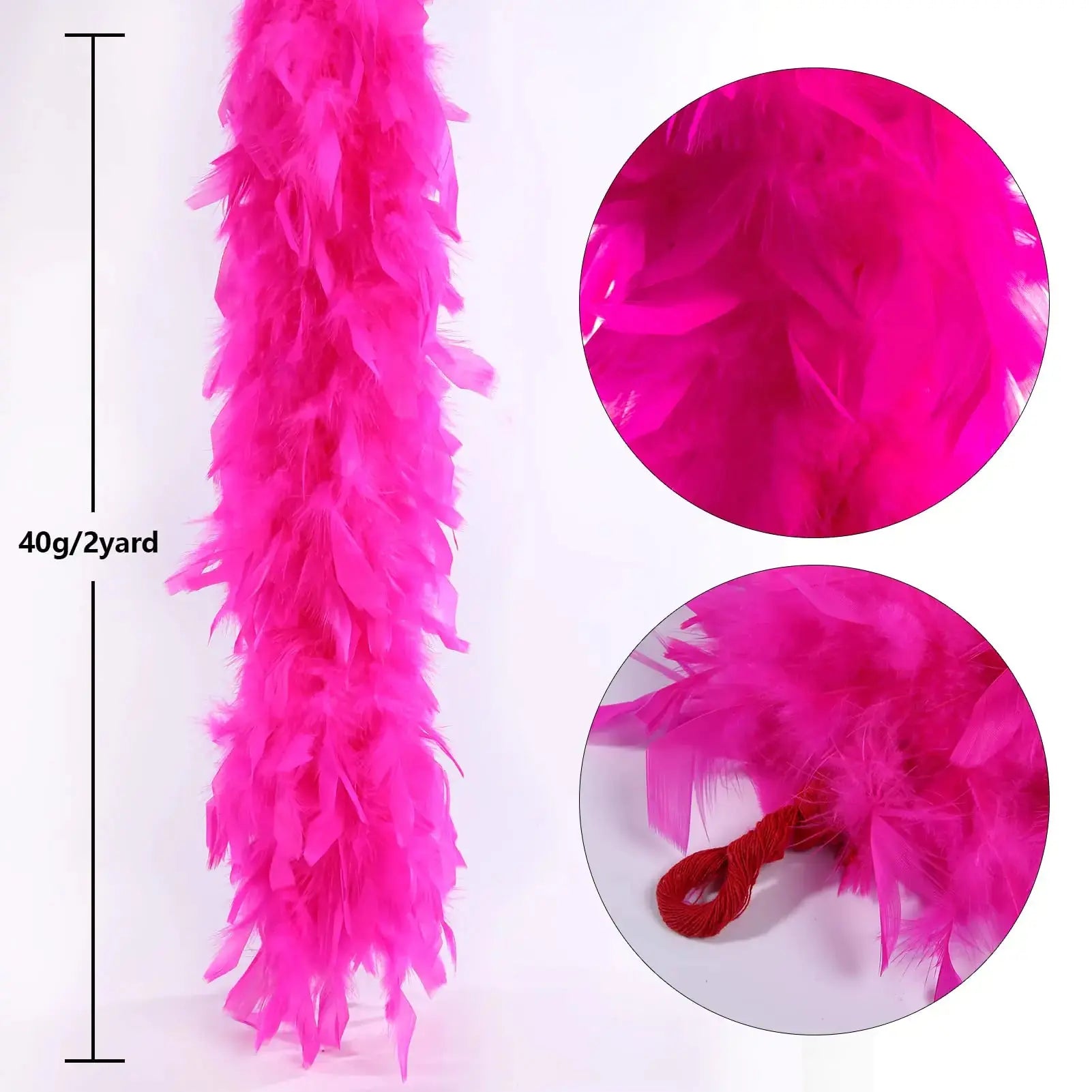 THARAHT Hot Pink 40g 2Yard Chandelle Feather - Costume Decoration Feathers Boa