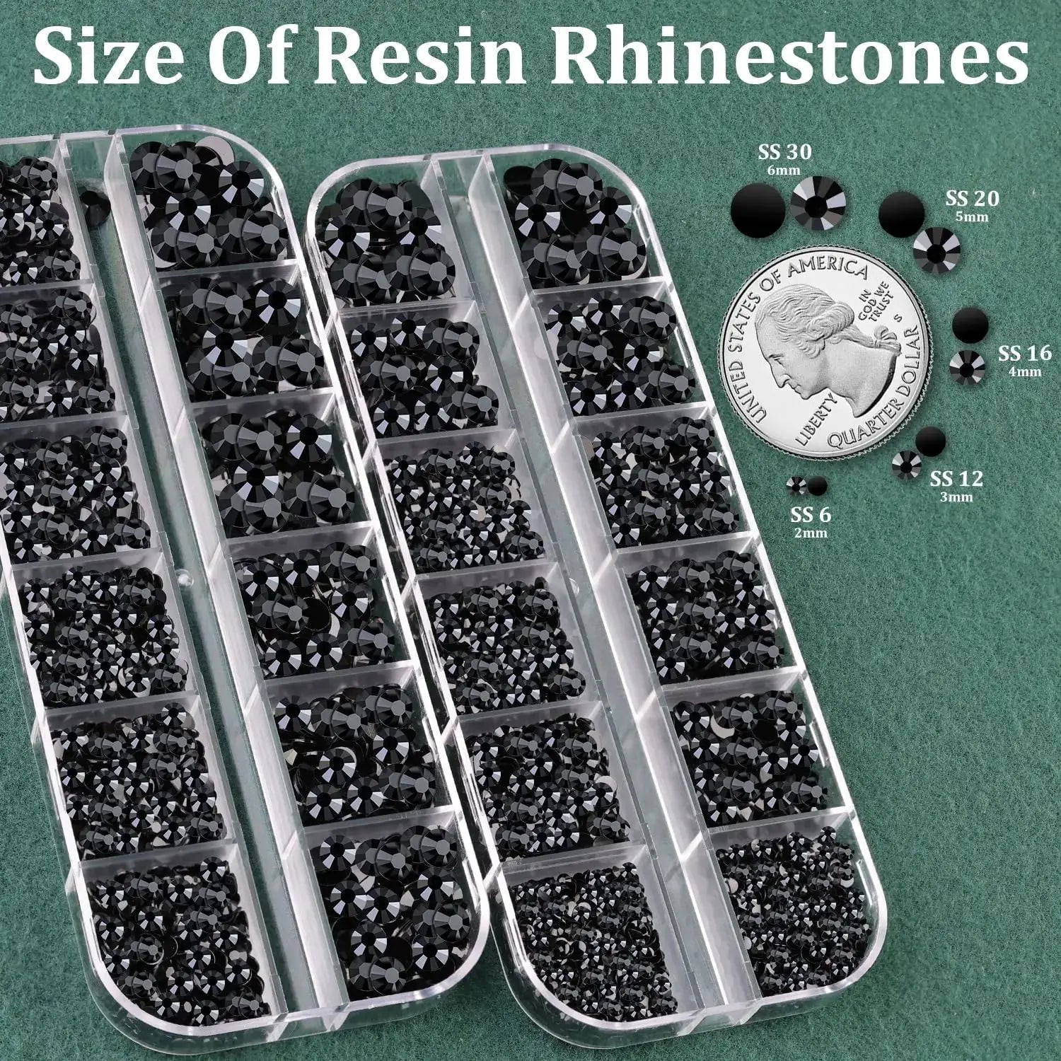 TINKRSTUFF Black Flatback Crystals Resin Rhinestones with B7000 Glue - 2 Box + 3 Glue