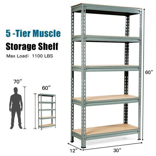 5-Tier Steel Shelving Unit Storage Shelves Heavy Duty Storage Rack-Silver