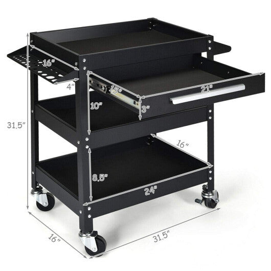 Rolling Tool Cart Mechanic Cabinet Storage ToolBox Organizer with Drawer-Red