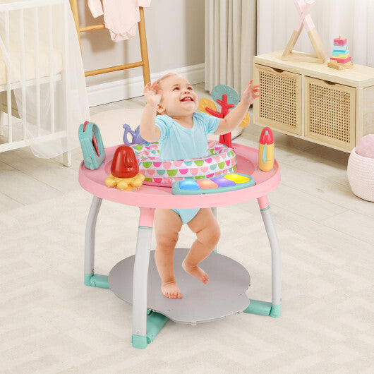 5-in-1 Baby Activity Center Interactive Bounce Seat with Removable Toys-White