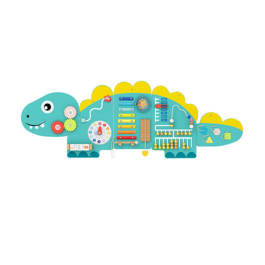11-in-1 Dinosaur Activity Wall Busy Board Panels for Toddlers Education and Early Development-Green