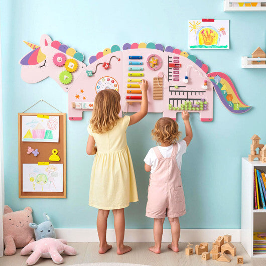 11-in-1 Dinosaur Activity Wall Busy Board Panels for Toddlers Education and Early Development-Green