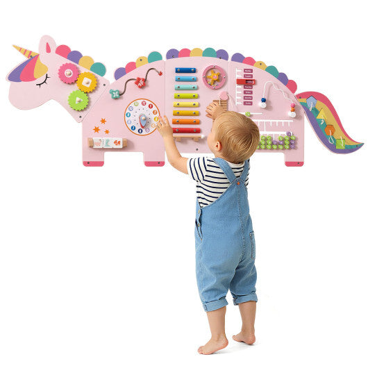 11-in-1 Dinosaur Activity Wall Busy Board Panels for Toddlers Education and Early Development-Green
