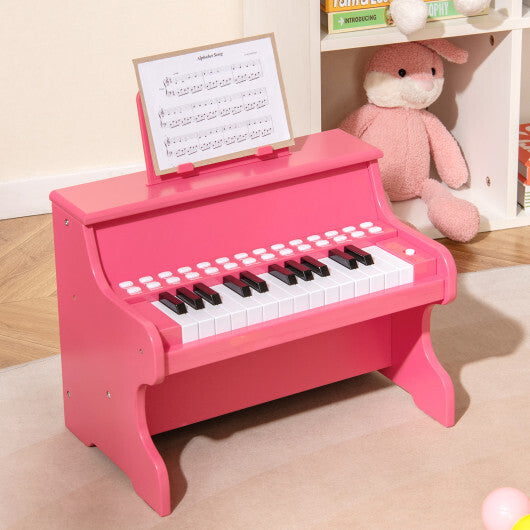 25 Keys Kids Piano Keyboard with Adjustable Speed and Teaching Mode-Brown
