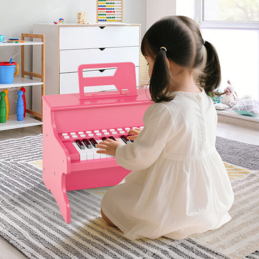 25 Keys Kids Piano Keyboard with Adjustable Speed and Teaching Mode-Brown