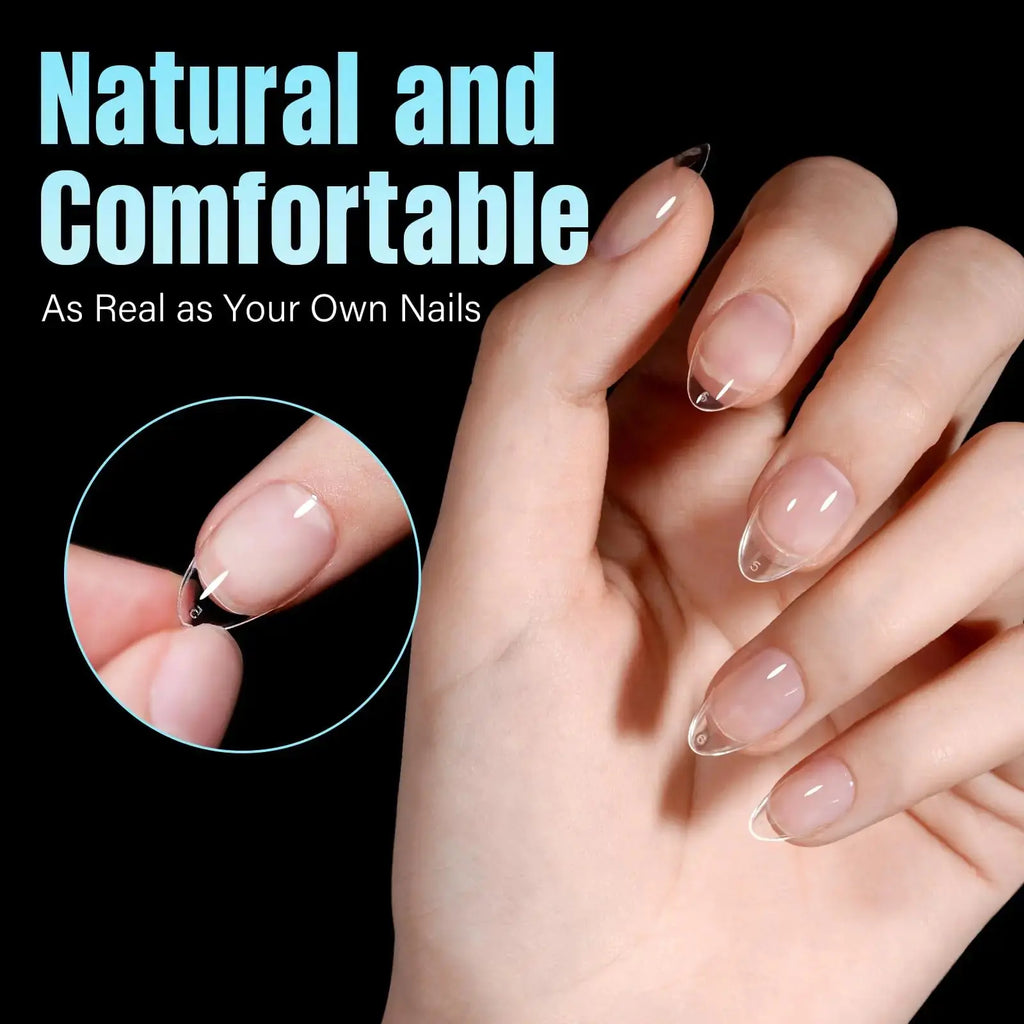 TOMICCA Short Almond Nail Tips - 240Pcs Full Cover False Nails for Extension Nail