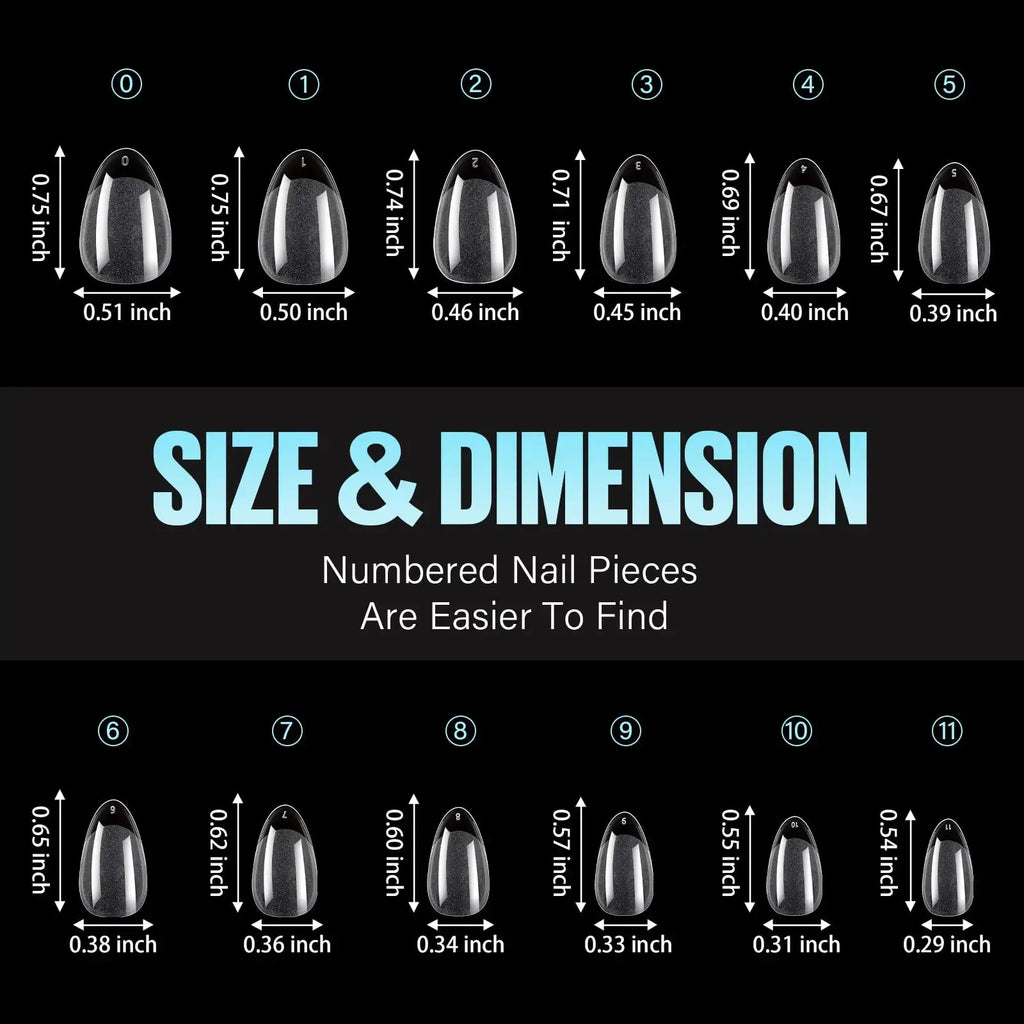 TOMICCA Short Almond Nail Tips - 240Pcs Full Cover False Nails for Extension Nail
