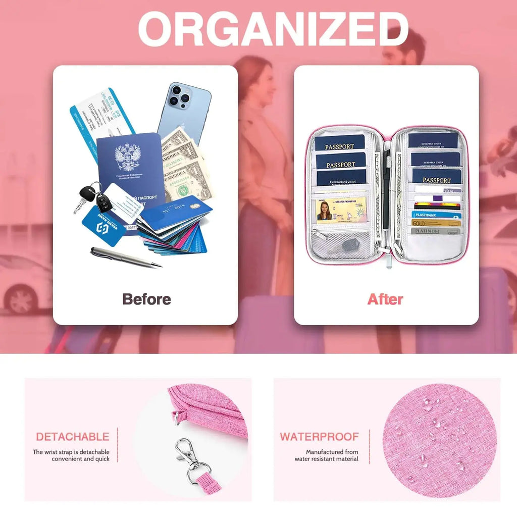 TOPBAG Passport Holder Family | Women Rfid Blocking Waterproof Passport Wallet | Travel Document Organizer
