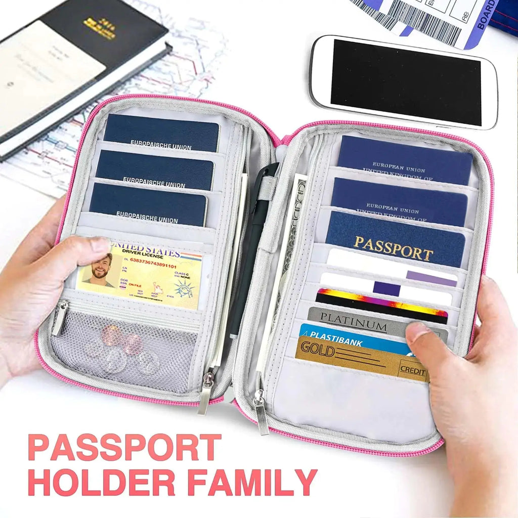 TOPBAG Passport Holder Family | Women Rfid Blocking Waterproof Passport Wallet | Travel Document Organizer