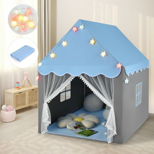 Kids Playhouse Tent with Star Light and Mat-Pink