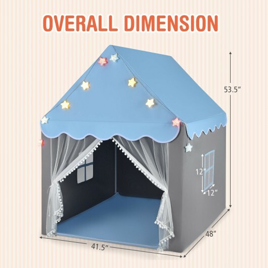 Kids Playhouse Tent with Star Light and Mat-Pink