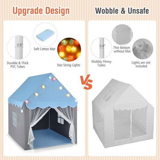 Kids Playhouse Tent with Star Light and Mat-Pink