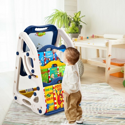 3-in-1 Kids Art Easel Double-Sided Tabletop Easel with Art Accessories-Red