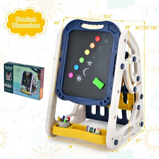3-in-1 Kids Art Easel Double-Sided Tabletop Easel with Art Accessories-Red