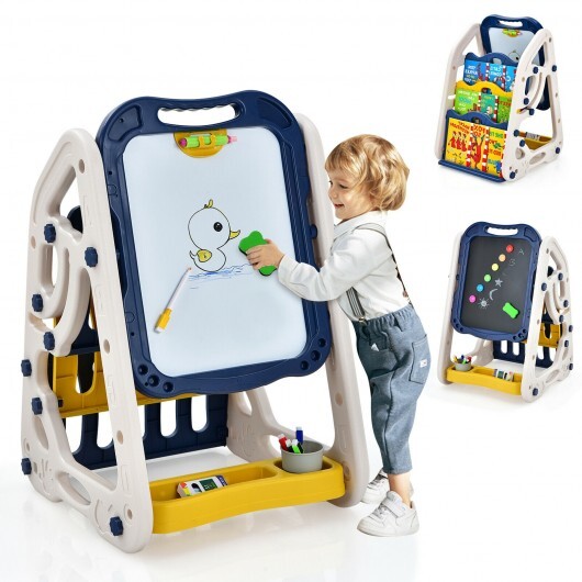 3-in-1 Kids Art Easel Double-Sided Tabletop Easel with Art Accessories-Red