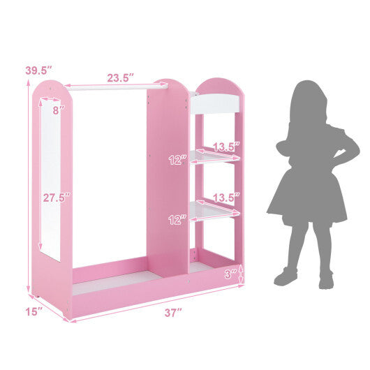 Kids Dress Up Storage with Mirror-White