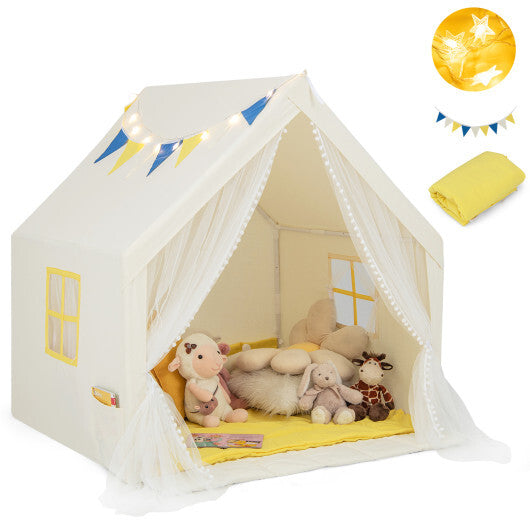 48 x 42 x 50 Inch Large Play Tent with Washable Cotton Mat Holiday Birthday Gift for Kids-Blue