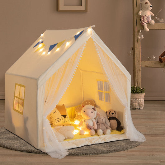 48 x 42 x 50 Inch Large Play Tent with Washable Cotton Mat Holiday Birthday Gift for Kids-Blue