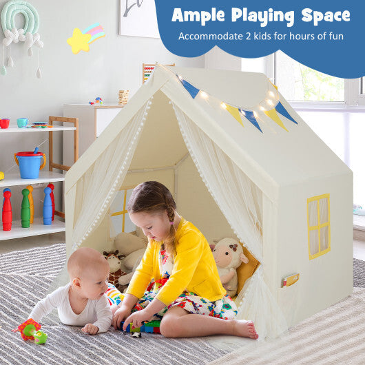 48 x 42 x 50 Inch Large Play Tent with Washable Cotton Mat Holiday Birthday Gift for Kids-Blue