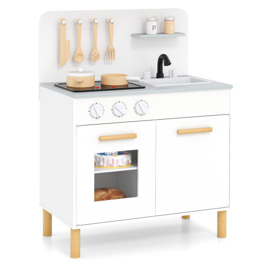 Kids Kitchen Playset with Cooking Accessories and Storage-Pink