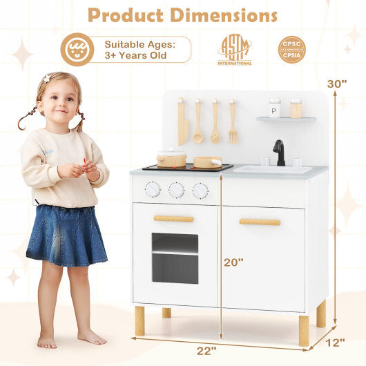 Kids Kitchen Playset with Cooking Accessories and Storage-Pink